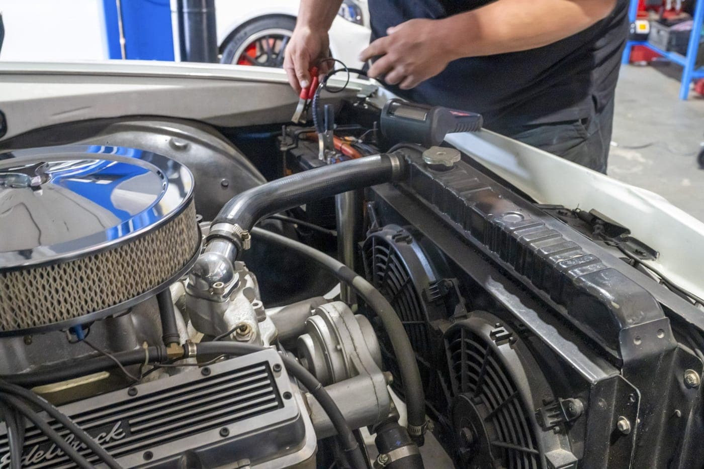 Electrical testing with a multimeter on a vehicle at Freddy's Auto Care, Craigieburn